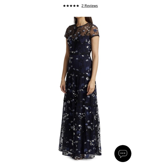 ML Monique Lhuillier Floral embroidered mesh gown size 12 - Picture 4 of 10